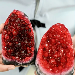 1PC Rare Red Geode Cut Base Cluster