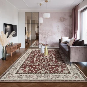 Area Rugs, Washable Rugs for Living Room Vintage Floral Print