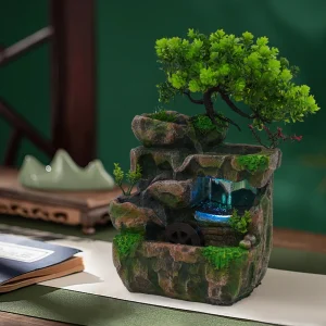 Mini Rockery Fountain Waterfall, with LED Light