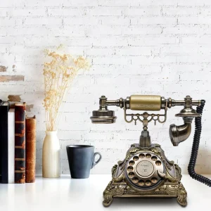 Vintage Telephone, Retro Landline with Bronze Appearance