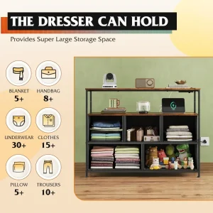 Dresser 5 Drawers with Charging Station