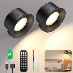 2Pack LED Rechargeable Magnetic Wireless Wall Lamps
