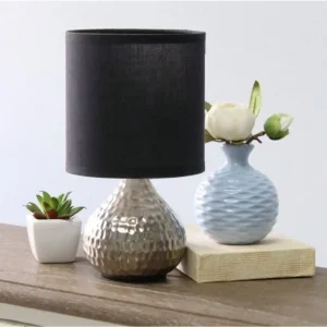 Silver and Black Hammered Drip Table Lamp